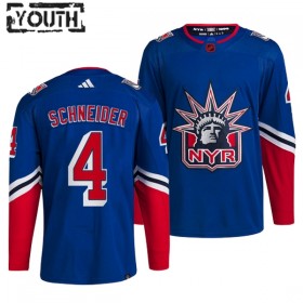 New York Rangers Hockeydrakt Braden Schneider 4 2022-23 Blå Reverse Retro 2.0 Adidas Authentic - Barn
